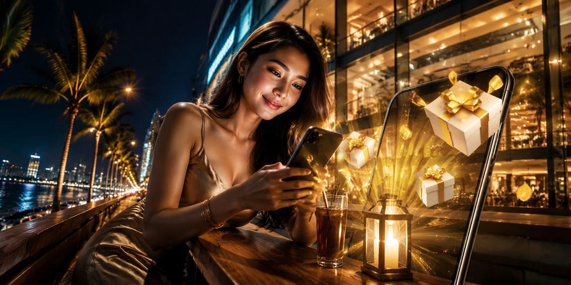 Pemain kasino mudah alih di Kuantan mengunakan telefon untuk tuntut bonus surga88